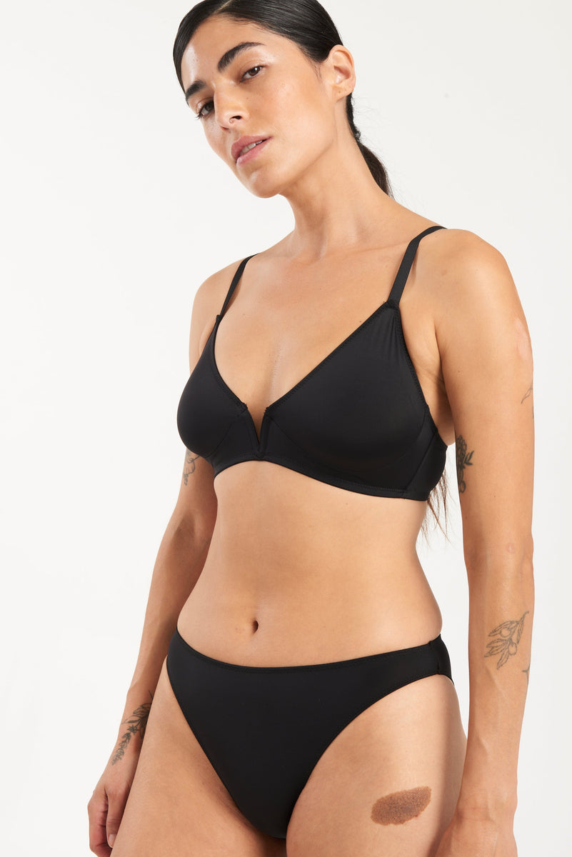 Nano Minimal V Wire Soft Cup Bra | Black – YILDIZ AYLIN